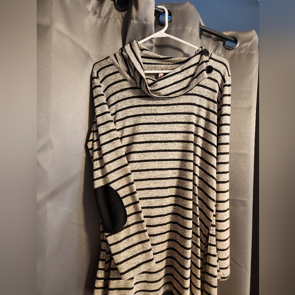 Striped Black and Gray Women's Sweater